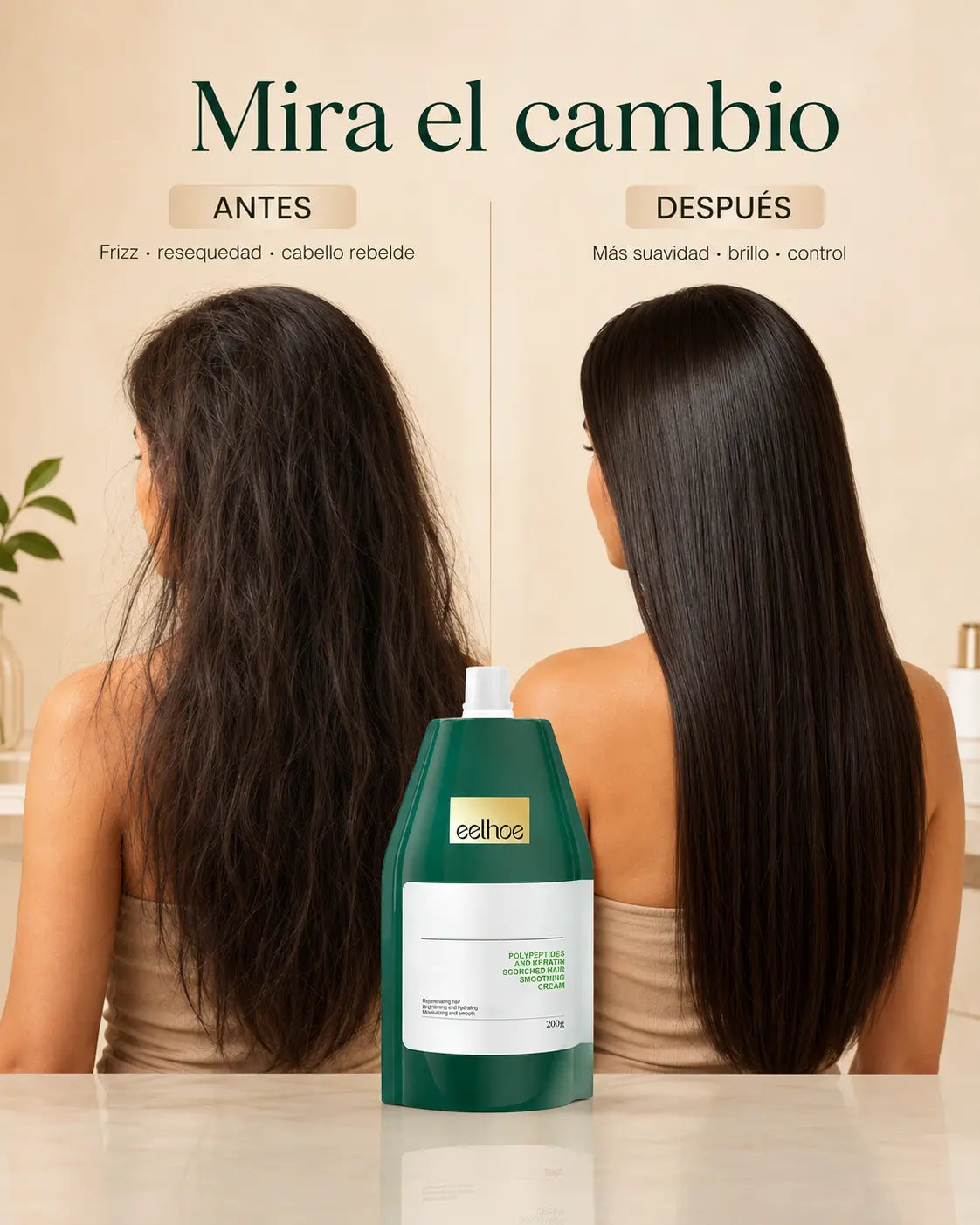 Crema Capilar Anti-Frizz con Keratina y Polipéptidos